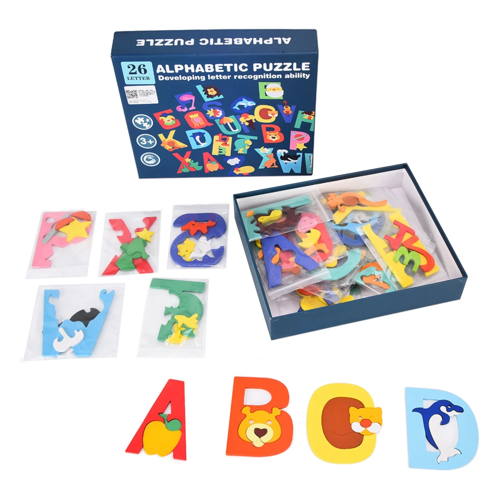 Wooden Alphabet Puzzle Toys 26 Letters Blocks Puzzle Board Early Education Toy for Kid26 Letters