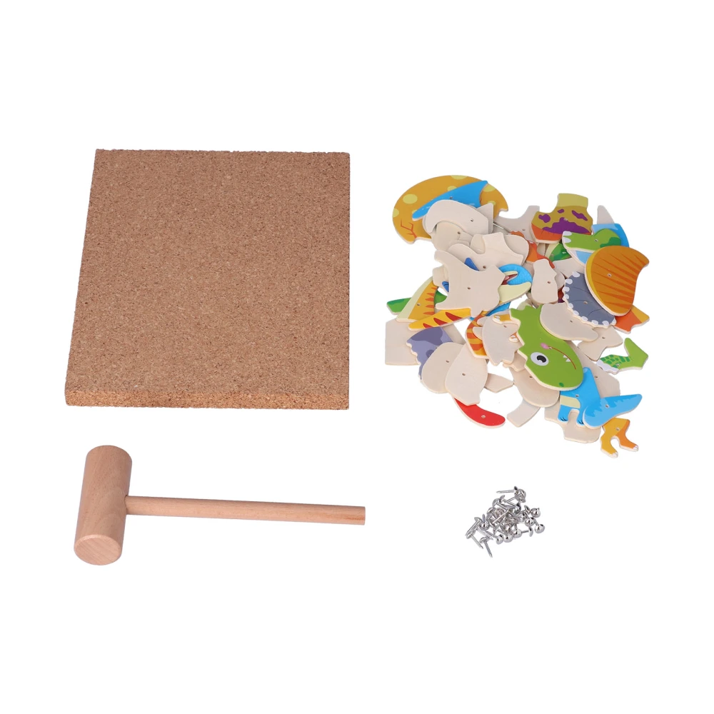 Wooden Knocking Puzzle Toys Hammer Knocking Thumbtack Puzzle Toys Games for KidsDinosaur