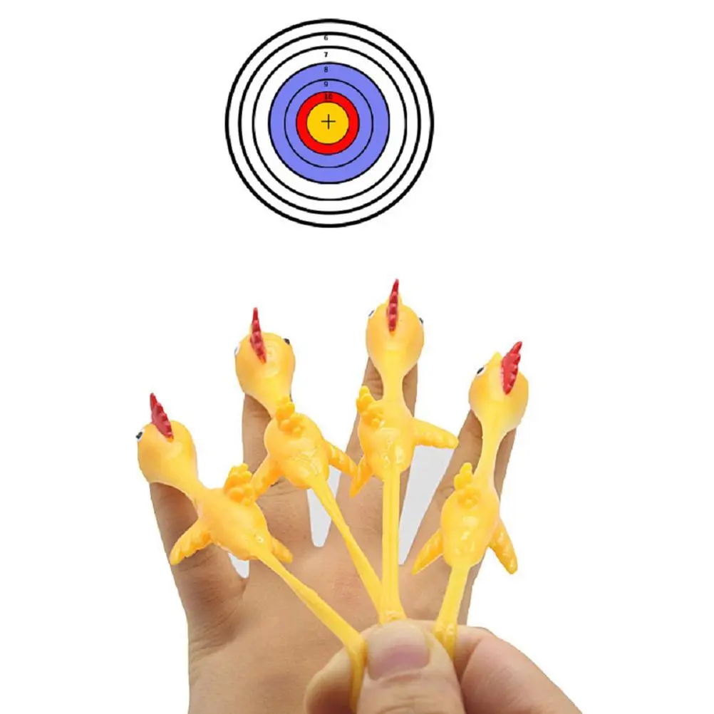 10Pcs Funny Catapult Launch Dinaosaur Turkey Toy Practice Elastic Flying Finger Sticky Toys