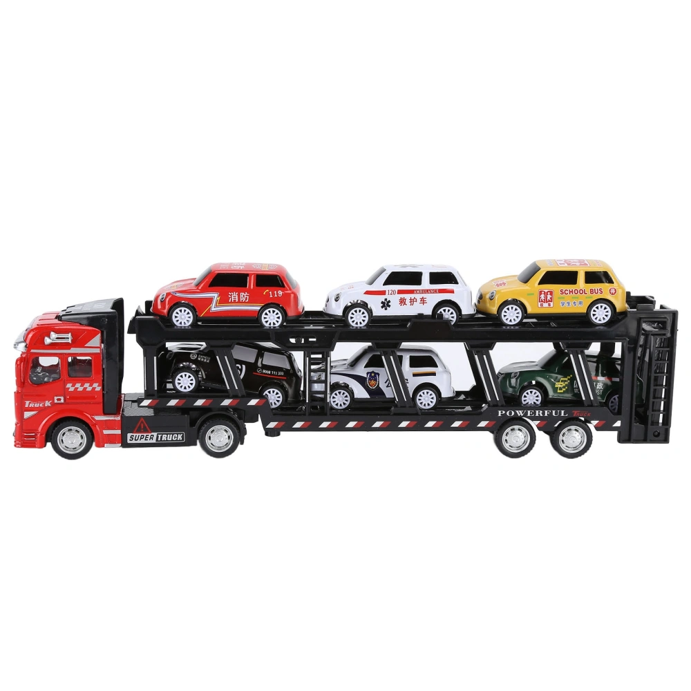 Carrier Truck Toy Model Alloy Detachable Six Car Kids Transport Truck Simulation ModelRed