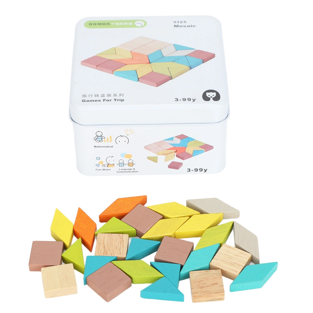 Wooden Pattern Blocks Jigsaw Geometric Shape Puzzle Toys Sorting Stacking Games for Kids