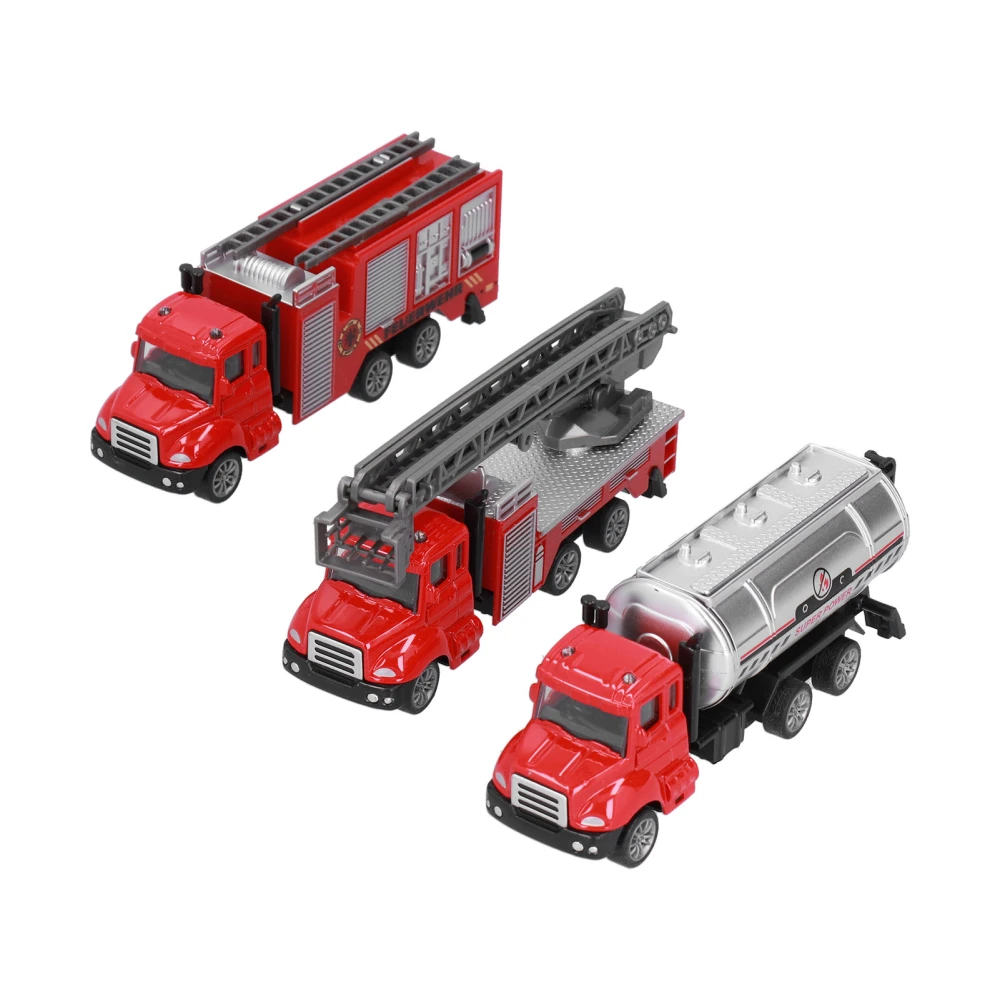 3pcs 1:50 Fire Truck Toy Simulated Alloy Pull Back Car Model Birthday Gift for Children KidPull Back Fire Truck Set