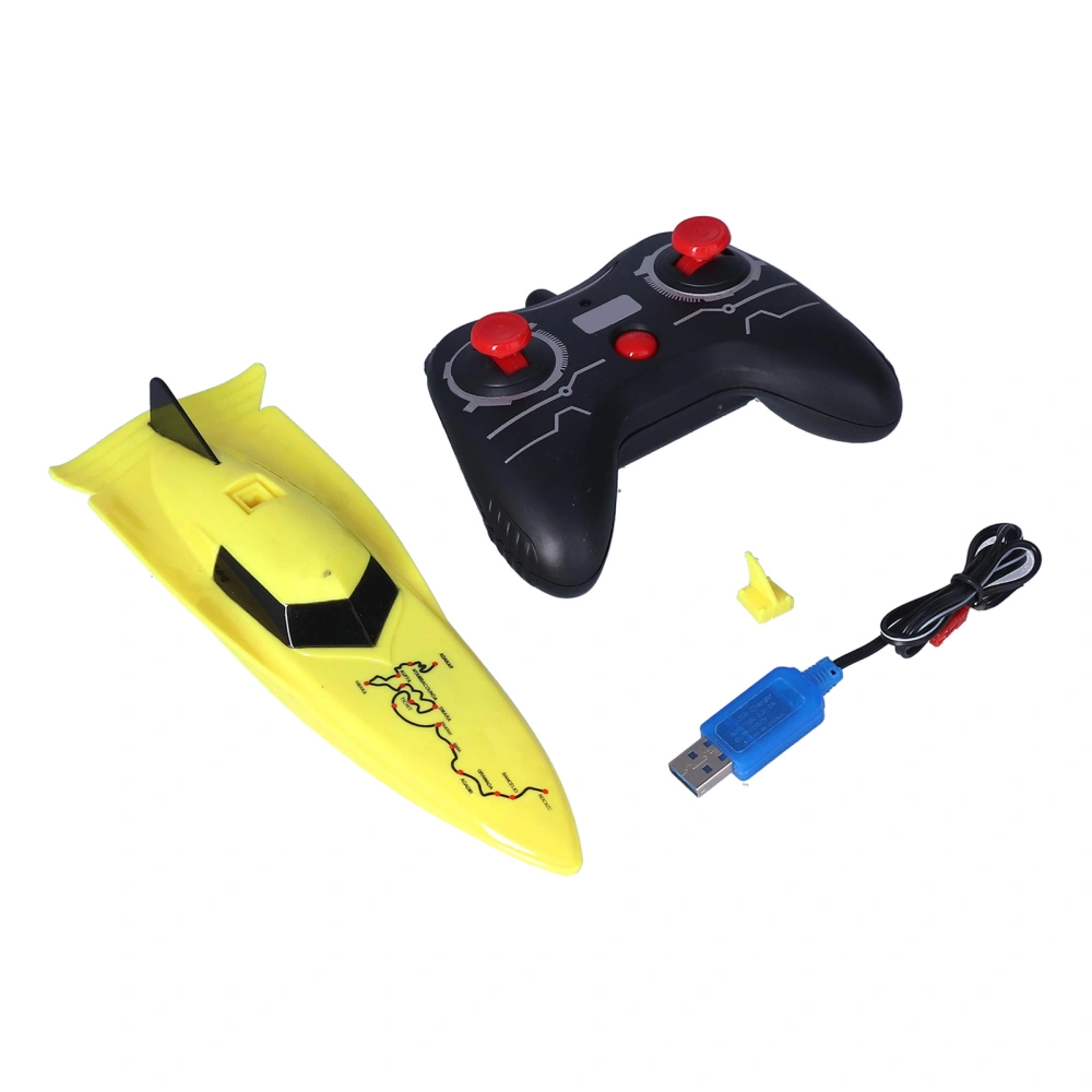 Remote Control Boats Toy 2.4 GHz Rechargeable Children Electric RC Water Toy for Pools Lakes Yellow