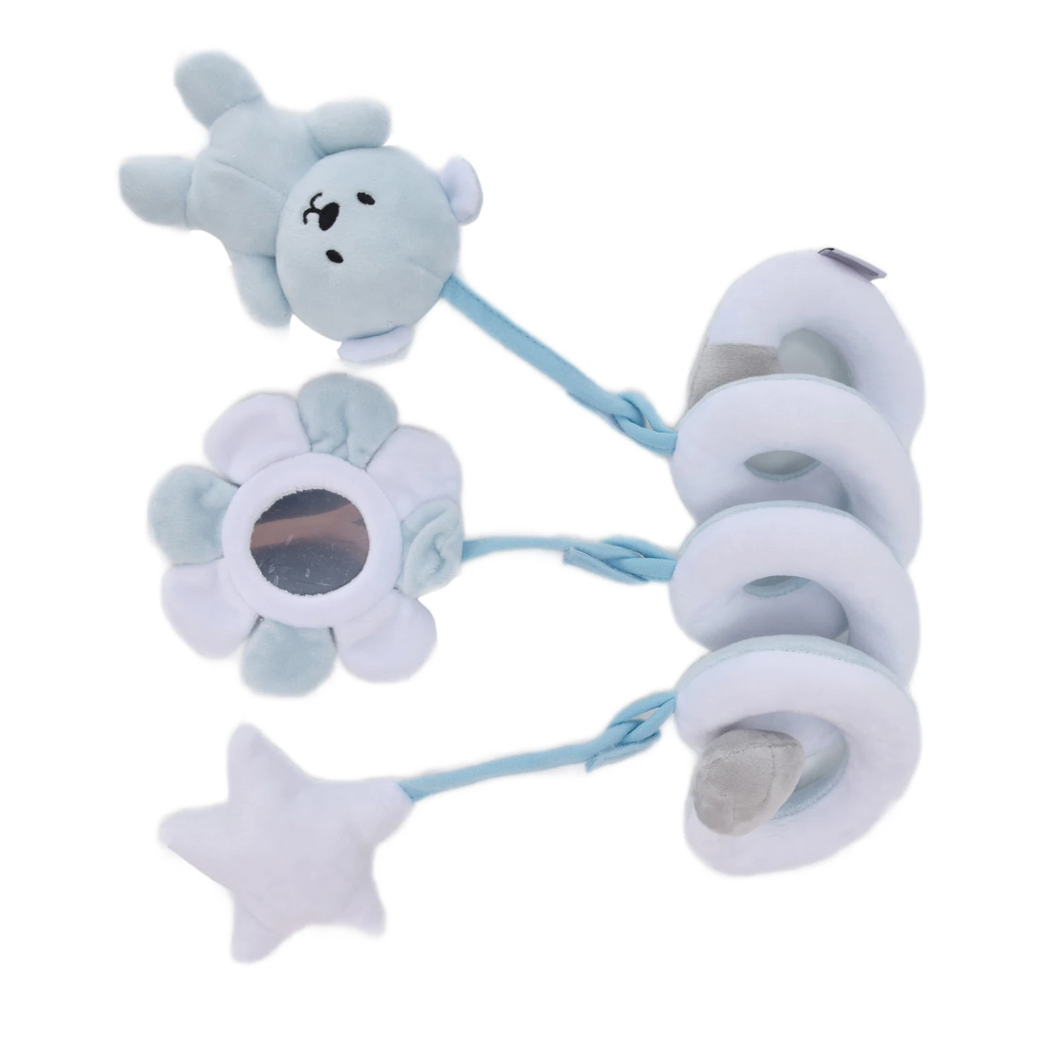 Baby Plush Animal Stroller Toys Spiral Activity Hanging Toys Ringing Bell Crib Stroller ToysBlue