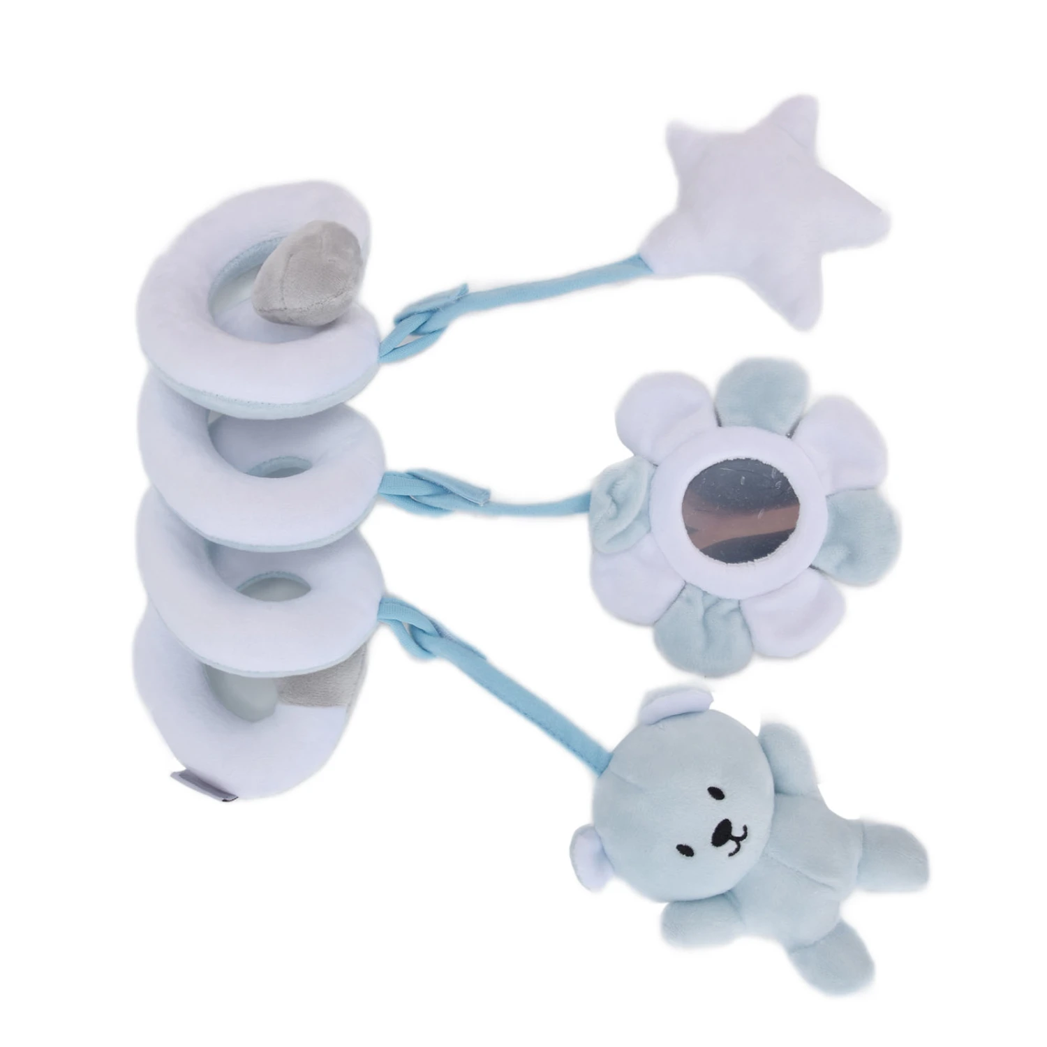 Baby Plush Animal Stroller Toys Spiral Activity Hanging Toys Ringing Bell Crib Stroller ToysBlue