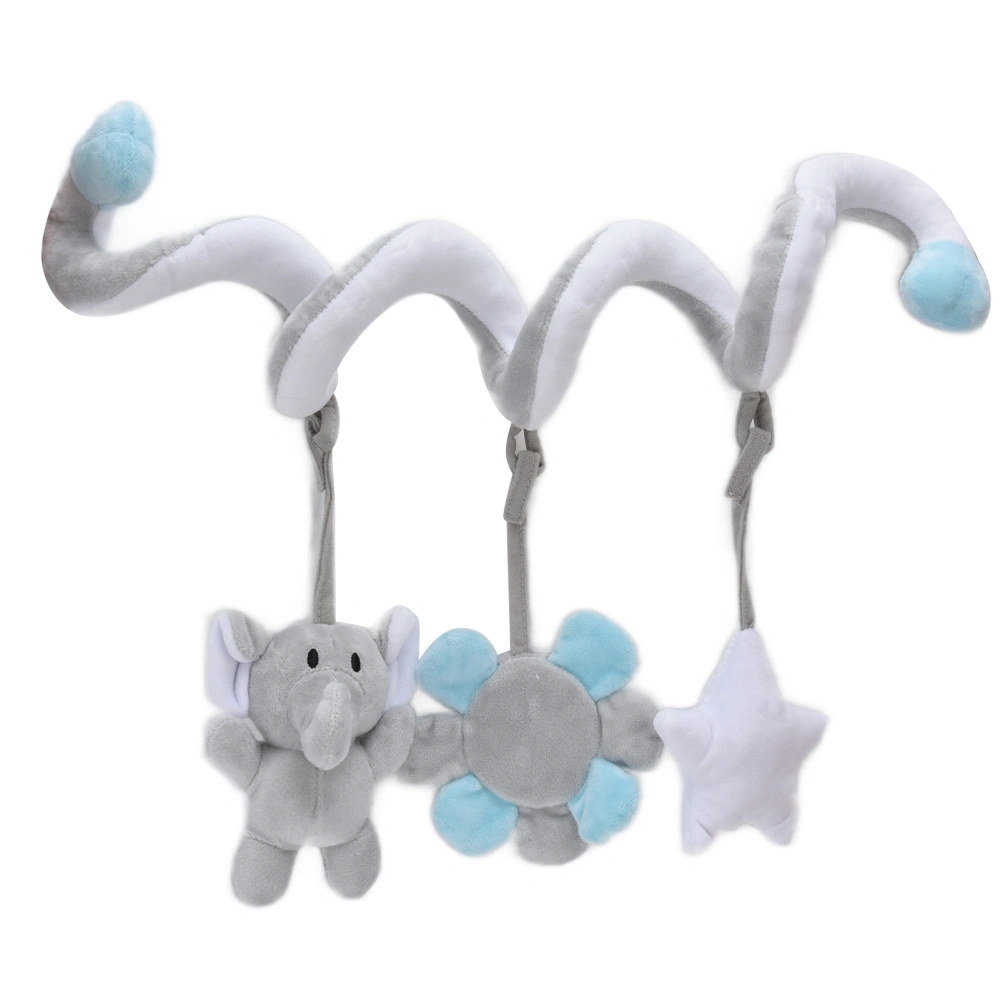 Baby Plush Animal Stroller Toys Spiral Activity Hanging Toys Ringing Bell Crib Stroller ToysGray