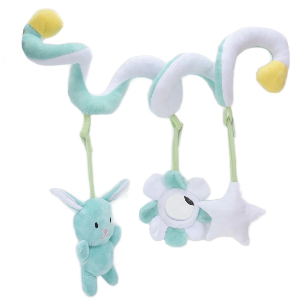 Baby Plush Animal Stroller Toys Spiral Activity Hanging Toys Ringing Bell Crib Stroller ToysGreen