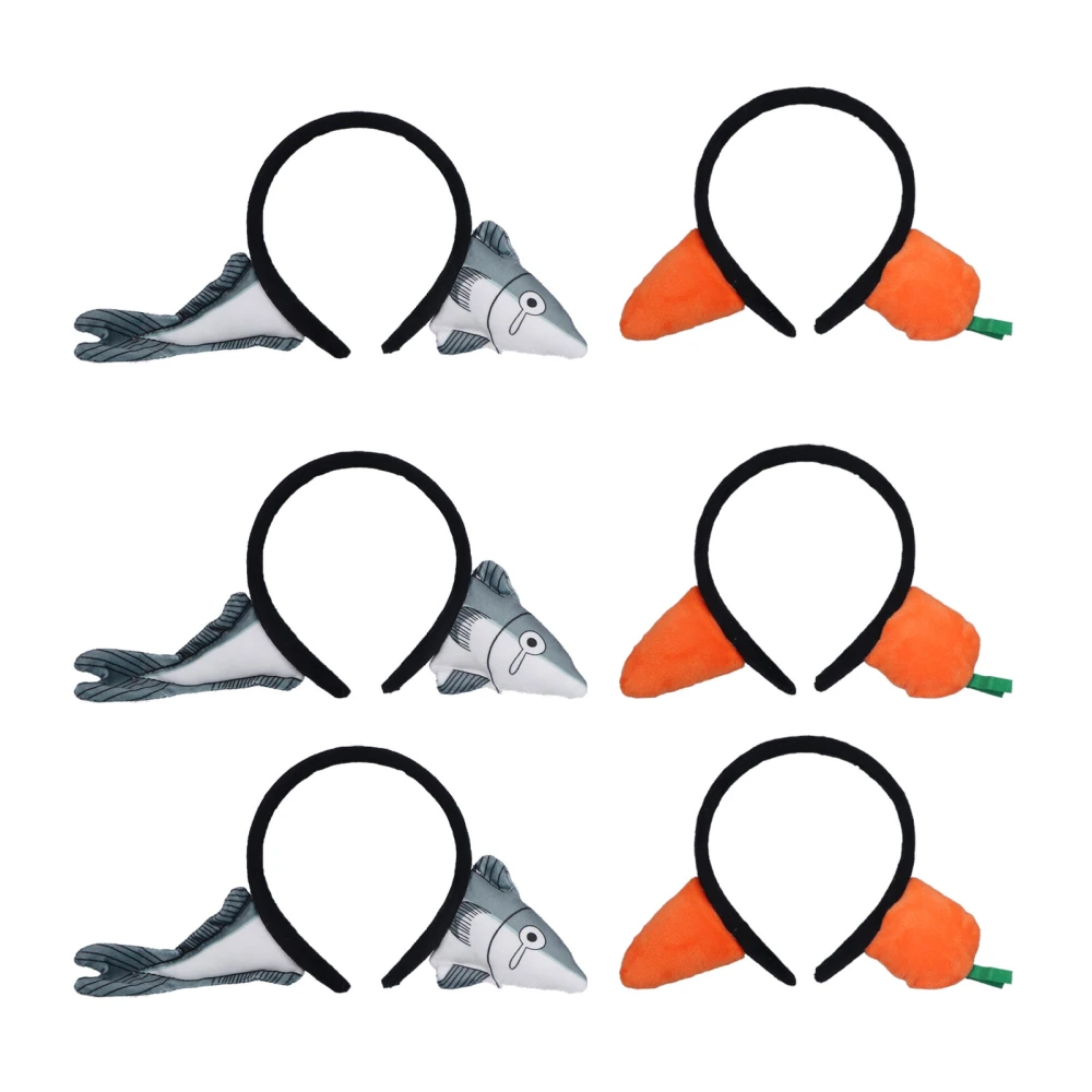 6pcs Cute Soft Headband Funny Animal's Ear Carrot Shape Headwear for Face Wash Makeup