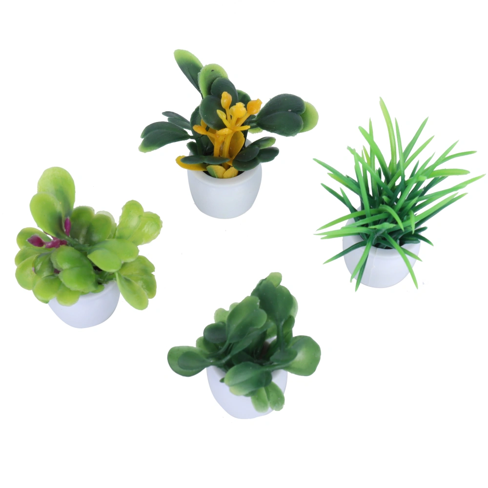 4 Pcs Mini Simulation Pot Plants Set Artificial Potted Plants Set with Ceramic Pots for Home Office Table Decoration