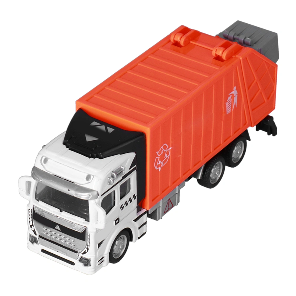 1:48 Pull Back Garbage Truck Toy Alloy Plastic Delivery Trash Truck Vehicles Toys Decoration for BoysOrange