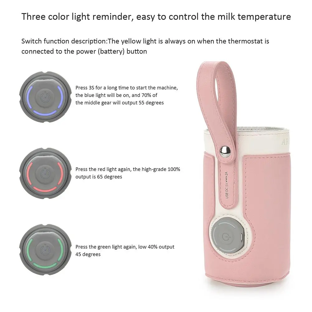 Bottle Warmer Bag 3 Temperature Adjustable Portable Baby Bottle Warmer for Home and on the Go