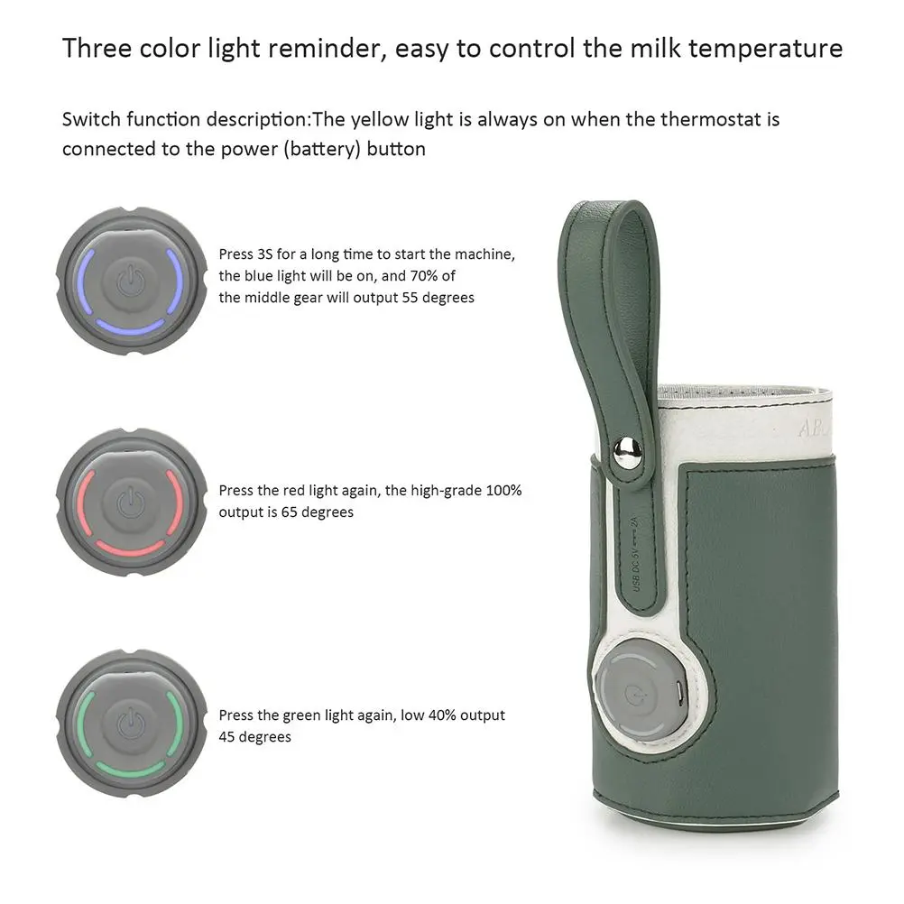 Bottle Warmer Bag 3 Temperature Adjustable Portable Baby Bottle Warmer for Home and on the Go