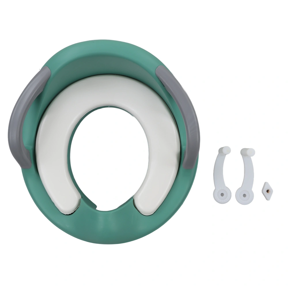 Children PVC Cushion Toilet Training Seat Baby Ergonomic Potty Training Seat with Spatter Guard Forest Green