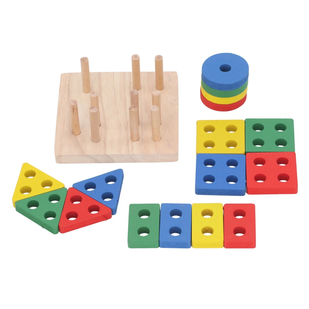 Wooden Sorting Blocks Early Educational Coloful Geometric Shaped Wood Sorting Stacking Toy for Kids Early Educational Blocks