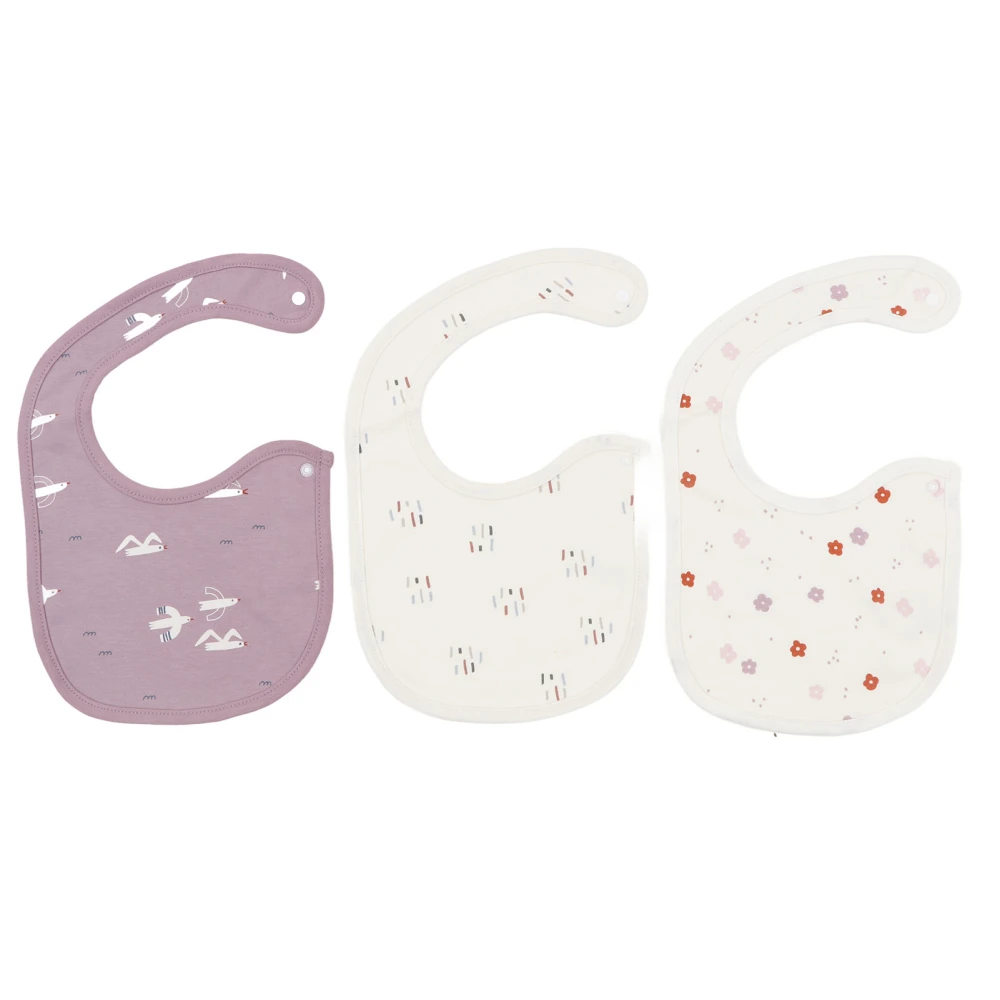 3pcs Baby Drooler Bibs Cotton Absorbent Bibs Cute Cartoon Animal Bibs with Snap Closure Type B