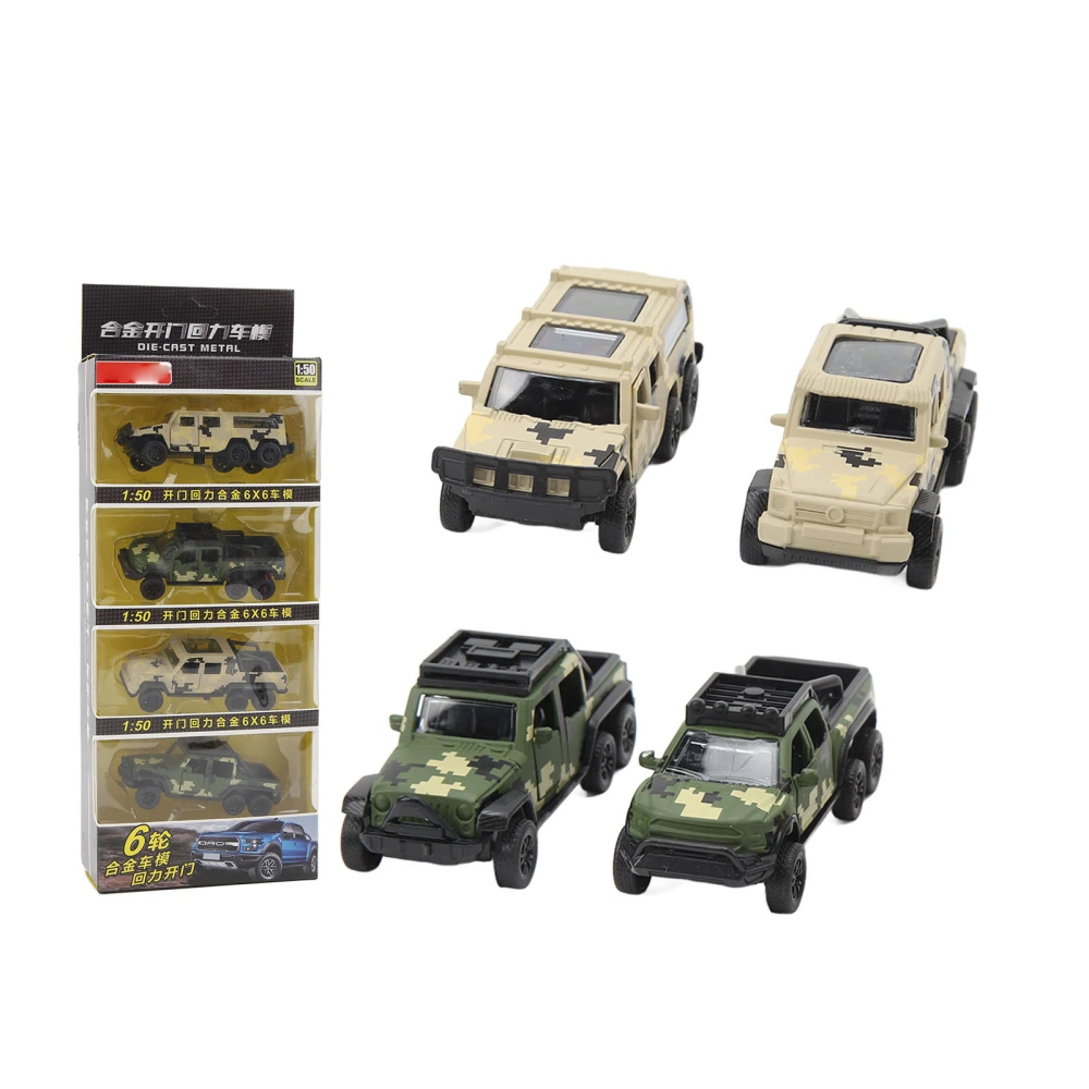 6 Wheels Off Road Vehicle Model Set Simulated Camouflage Zinc Alloy Pull Back Vehicle Toys for Kis Type 2