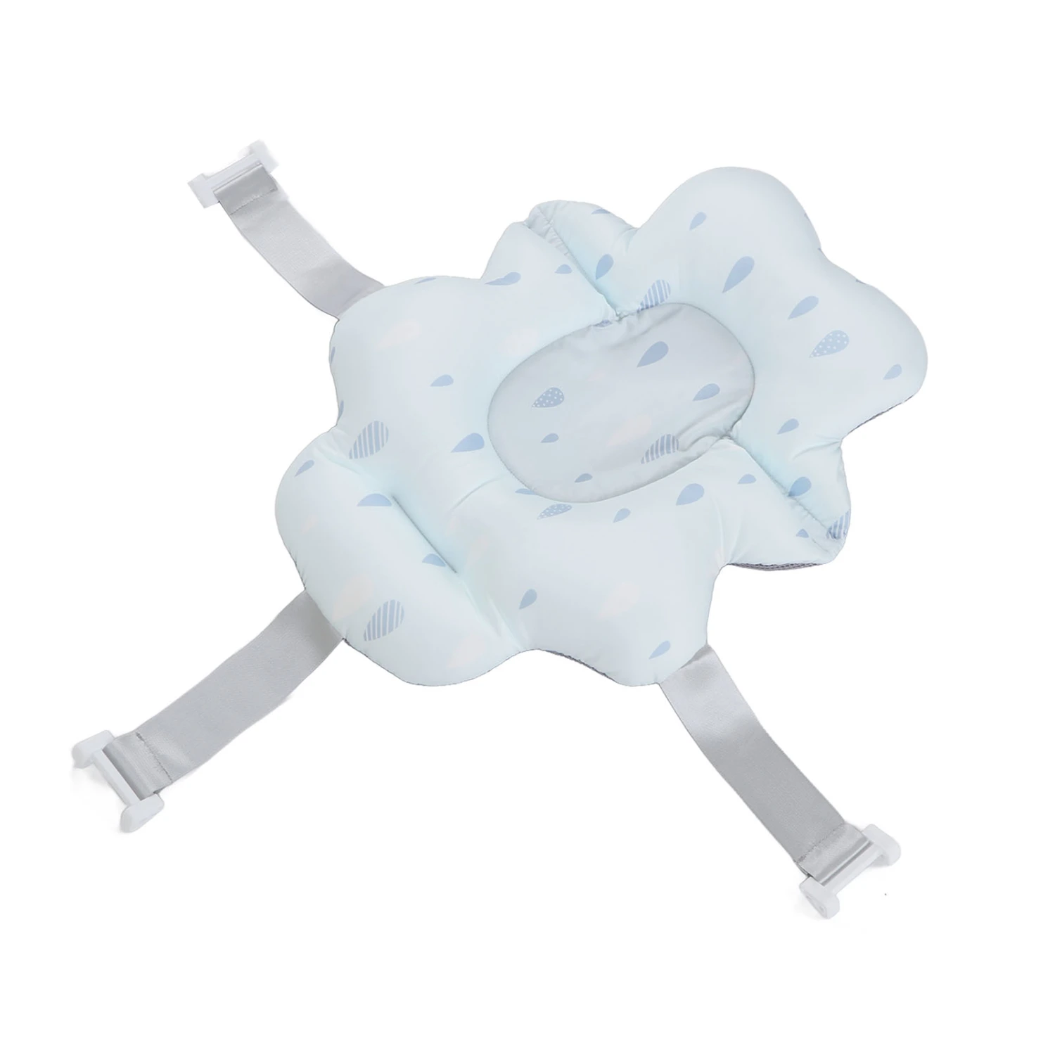 Baby Bath Seat Universal Floating Foldable Soft Comfortable Baby Bathtub Support Mat for Baby Shower Blue Water Drop