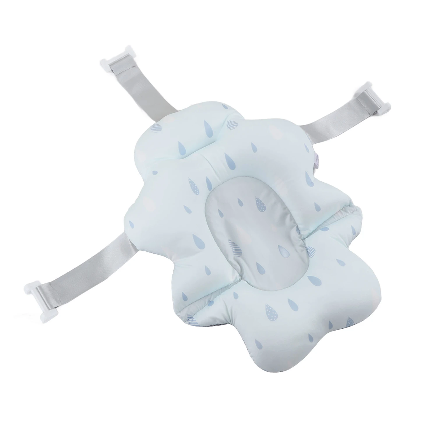 Baby Bath Seat Universal Floating Foldable Soft Comfortable Baby Bathtub Support Mat for Baby Shower Blue Water Drop