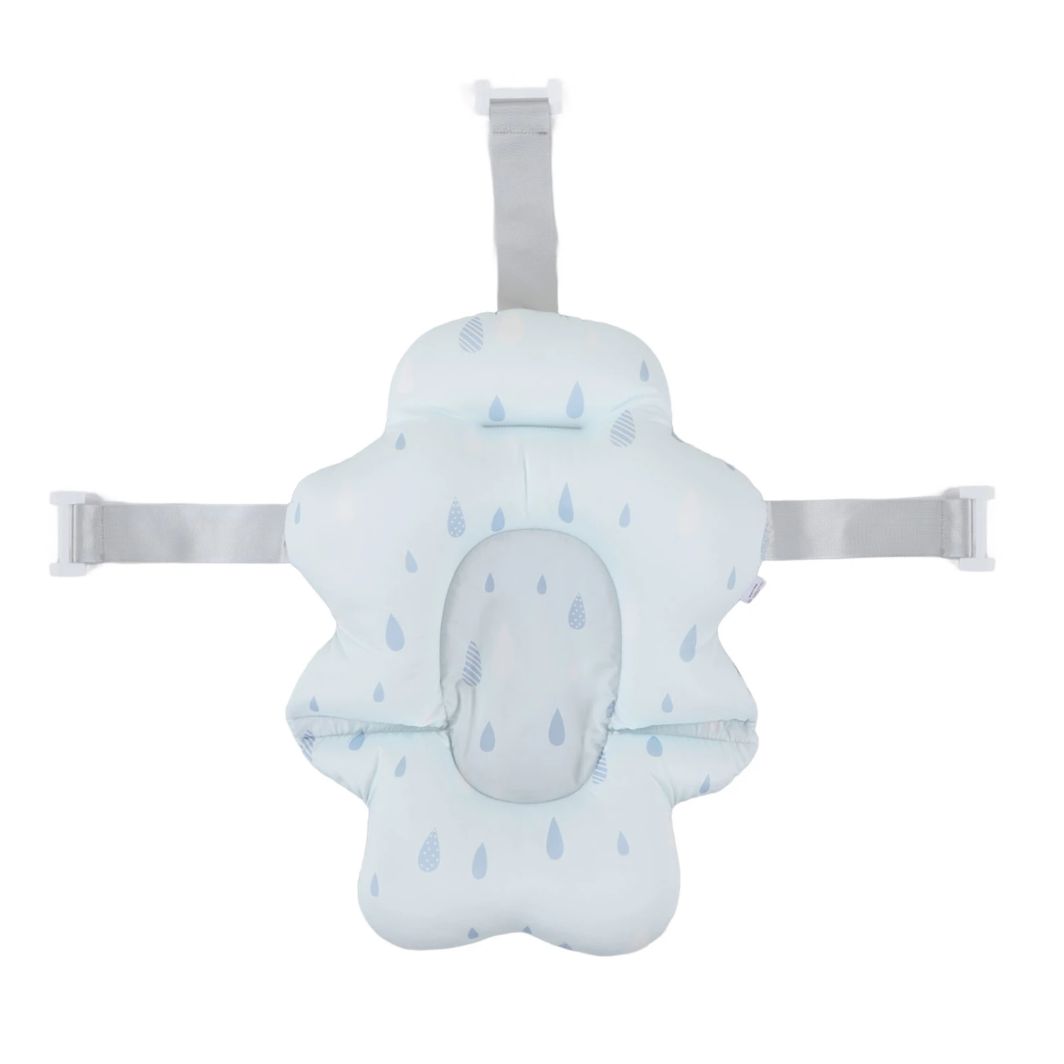 Baby Bath Seat Universal Floating Foldable Soft Comfortable Baby Bathtub Support Mat for Baby Shower Blue Water Drop