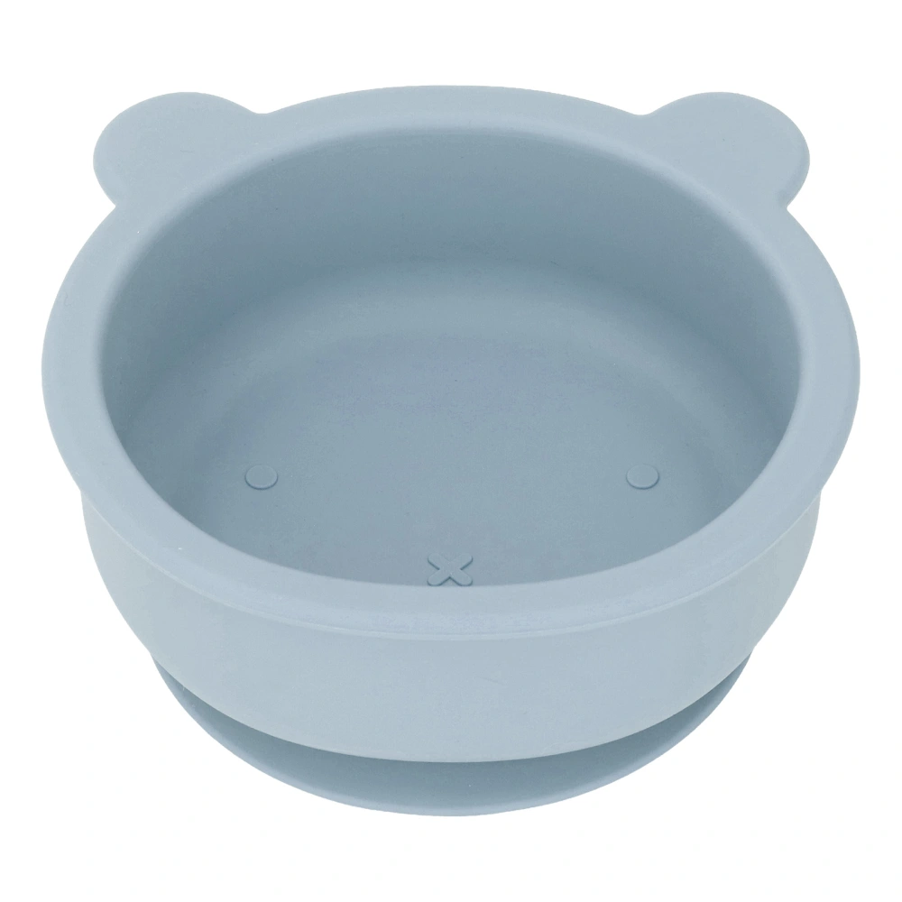 Baby Bowl Food Grade Silicone Cartoon Bear Shaped Toddler Bowl Bowls with Suction for Babies Kids Toddlers Grey Blue