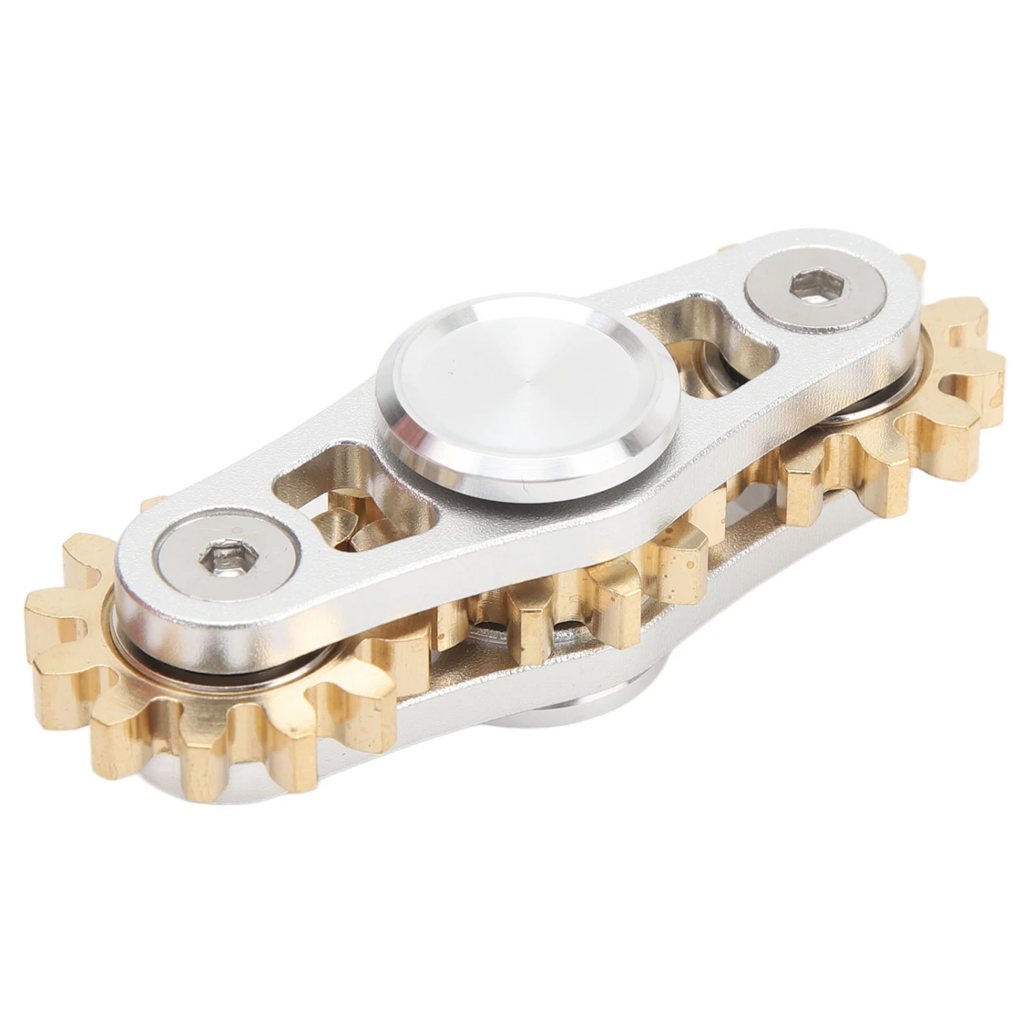Gears Linkage Rotating Toy Kid Adult Metal ADHD Anxiety Stress Relief Bearing Finger Rotating Toy Silver