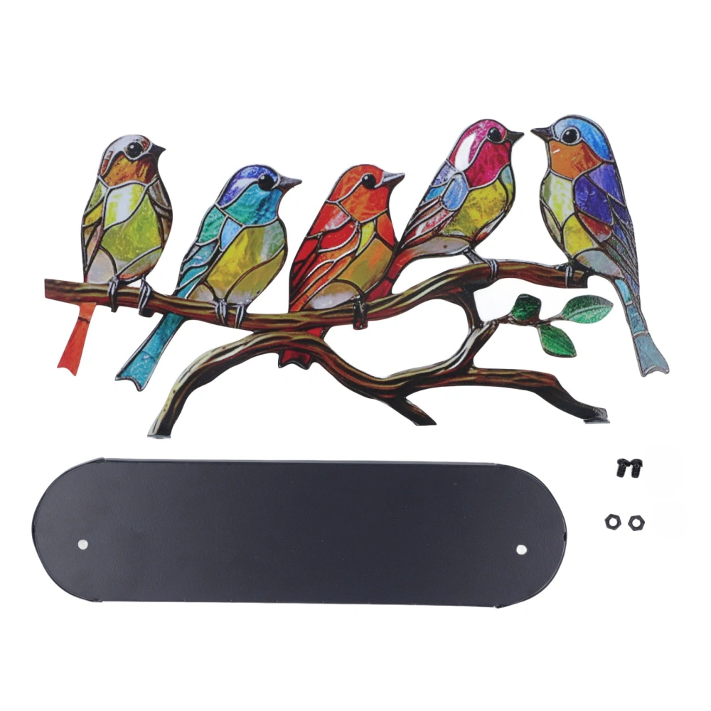 Metal Bird Series Decoration Multicolor Bird Series Detachable Art Ornaments for Display Decompression (5 Birds)