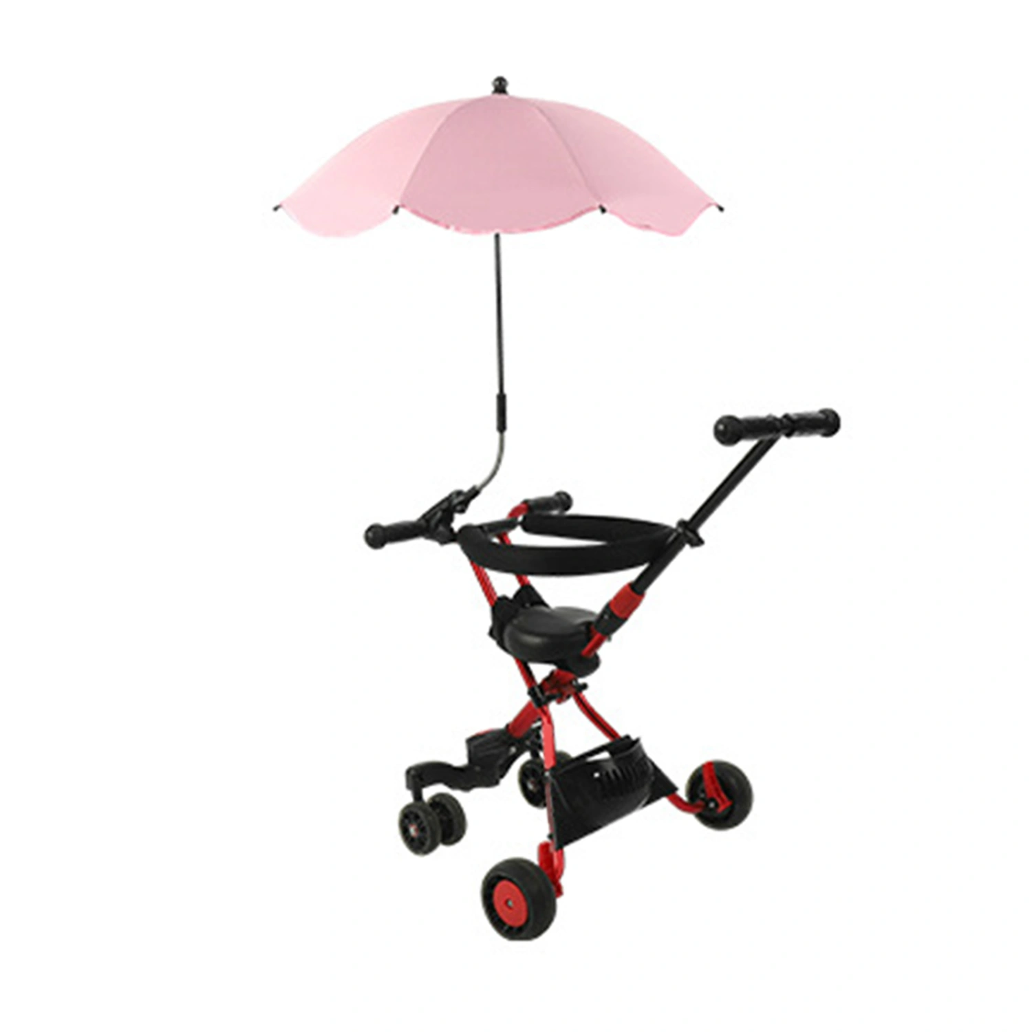 Baby Stroller Umbrella UV Protection 360 Degree Adjustable Automatic Waterproof Portable Stroller Sun Shade Pink