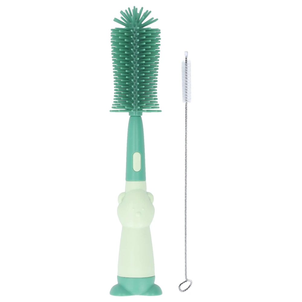 3 in 1 Silicone Kids Bottle Brush Set BPA Free Nipple Cleaner Milk Bottle Brush Cleaner Green