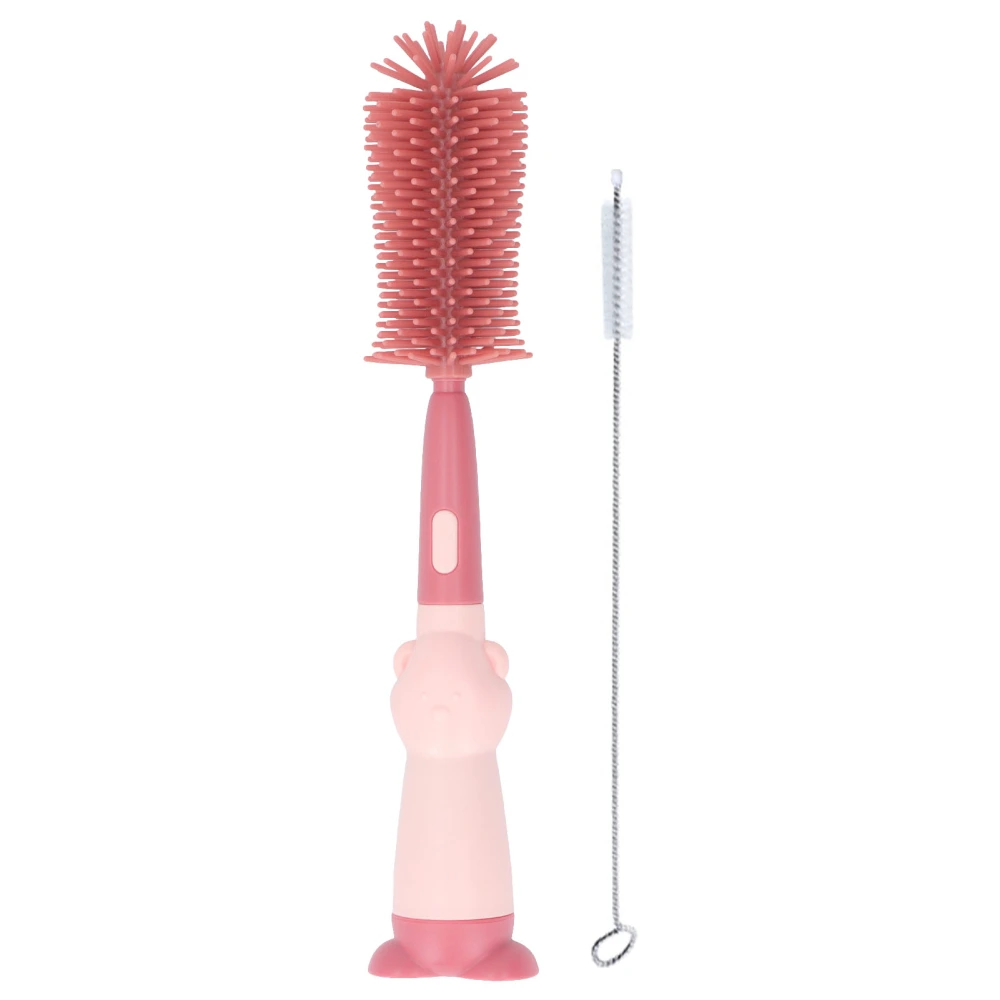 3 in 1 Silicone Kids Bottle Brush Set BPA Free Nipple Cleaner Milk Bottle Brush Cleaner Red