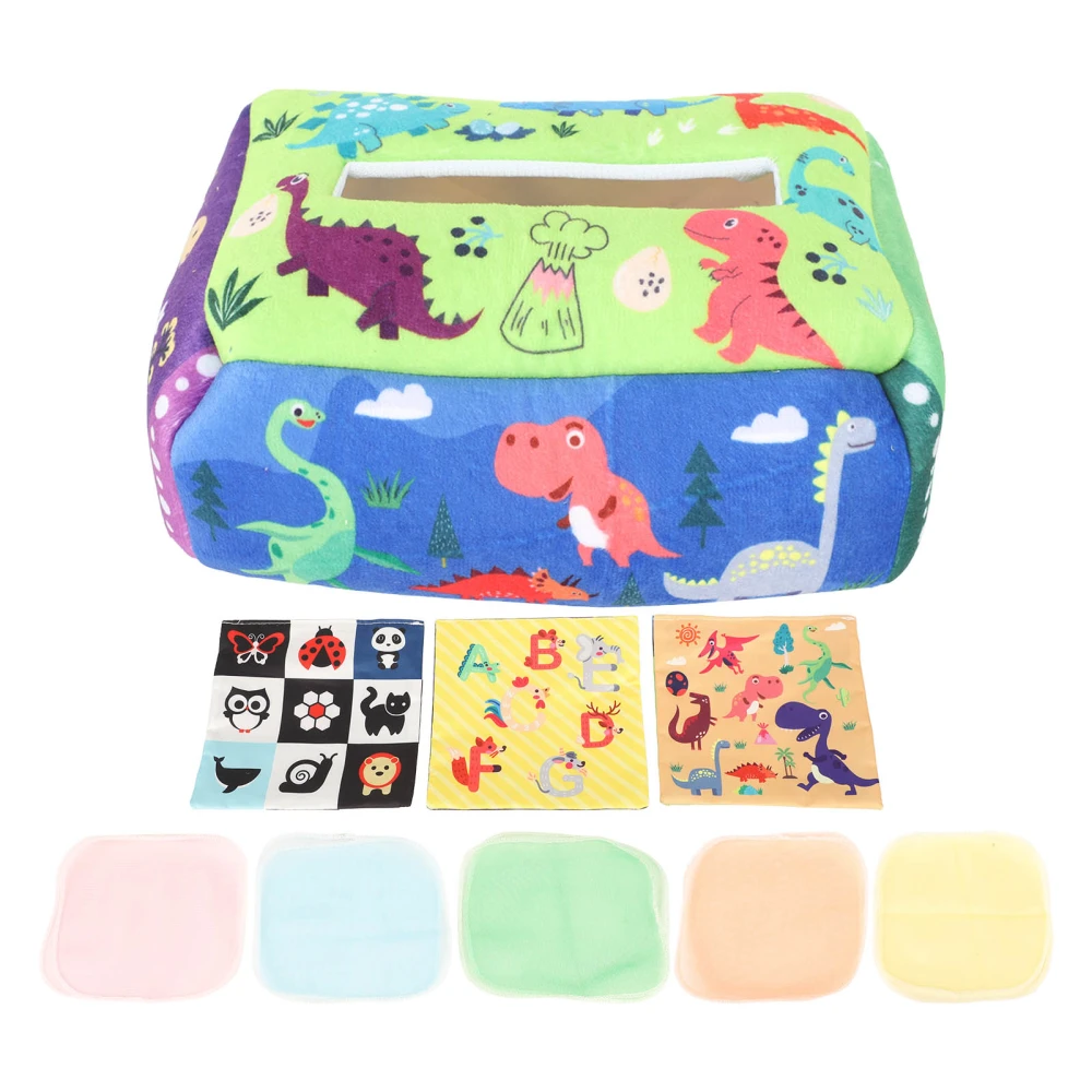 Baby Tissue Box Toy Soft Cotton High Elasticity Finger Exercise Sensory Tissue Box for Educational Dinosaur