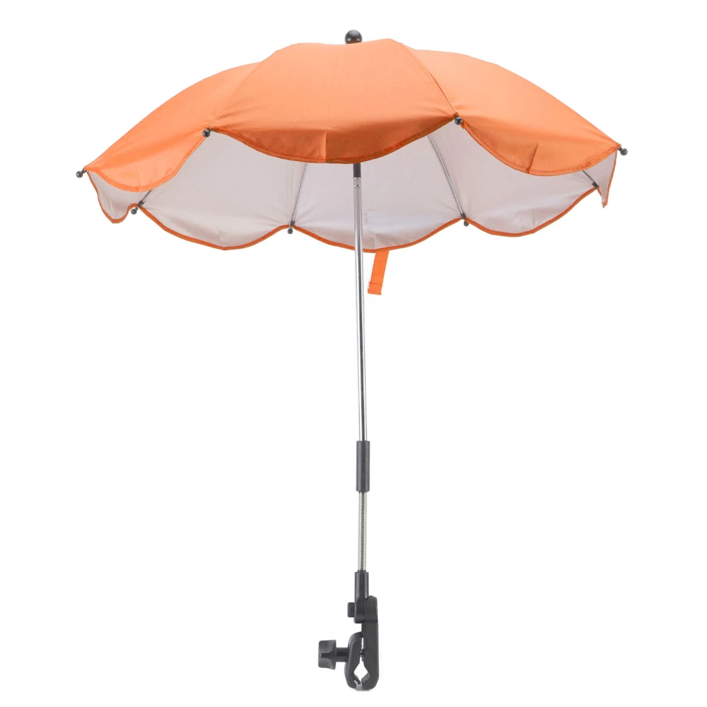 14in Universal Stroller Parasol with UV Protection Adjustable Baby Stroller Umbrella Orange(Silver Glue)