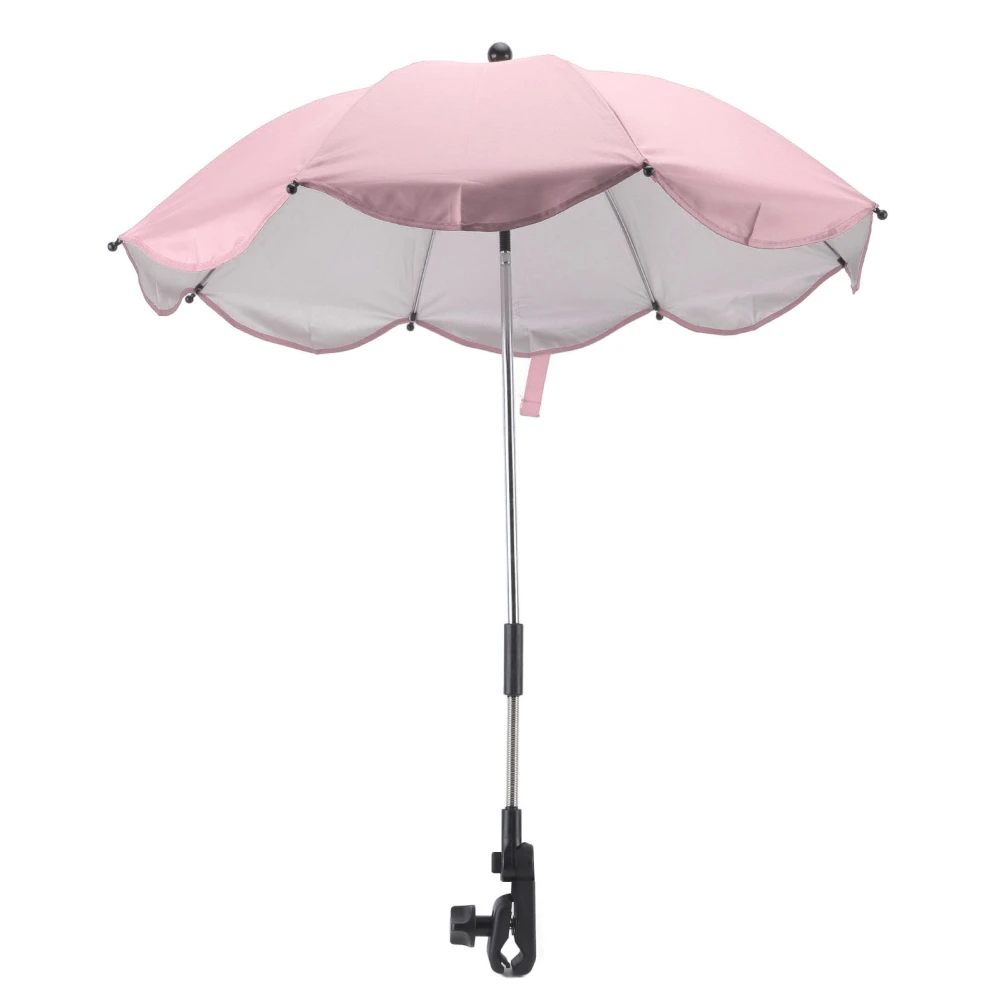 14in Universal Stroller Parasol with UV Protection Adjustable Baby Stroller Umbrella Pink (Silver Glue)