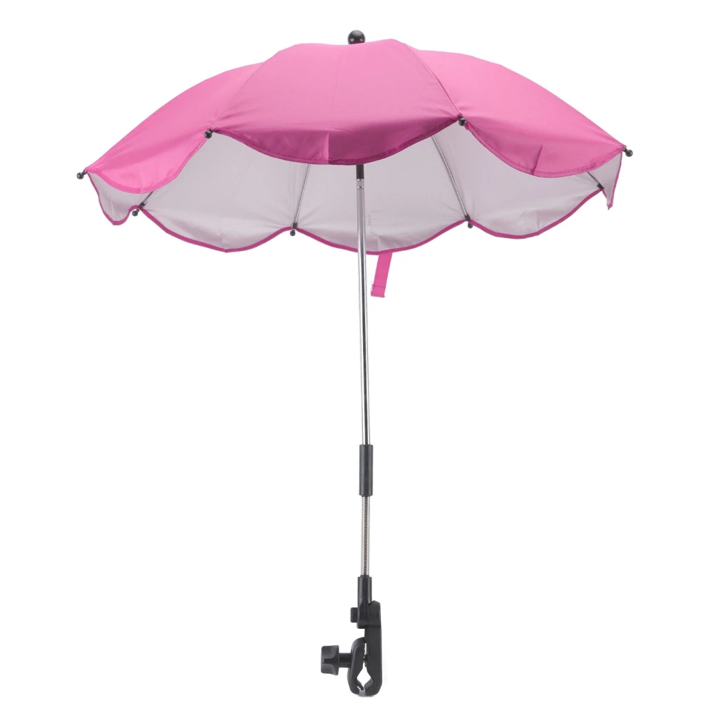 14in Universal Stroller Parasol with UV Protection Adjustable Baby Stroller Umbrella Rose Red (Silver Glue)