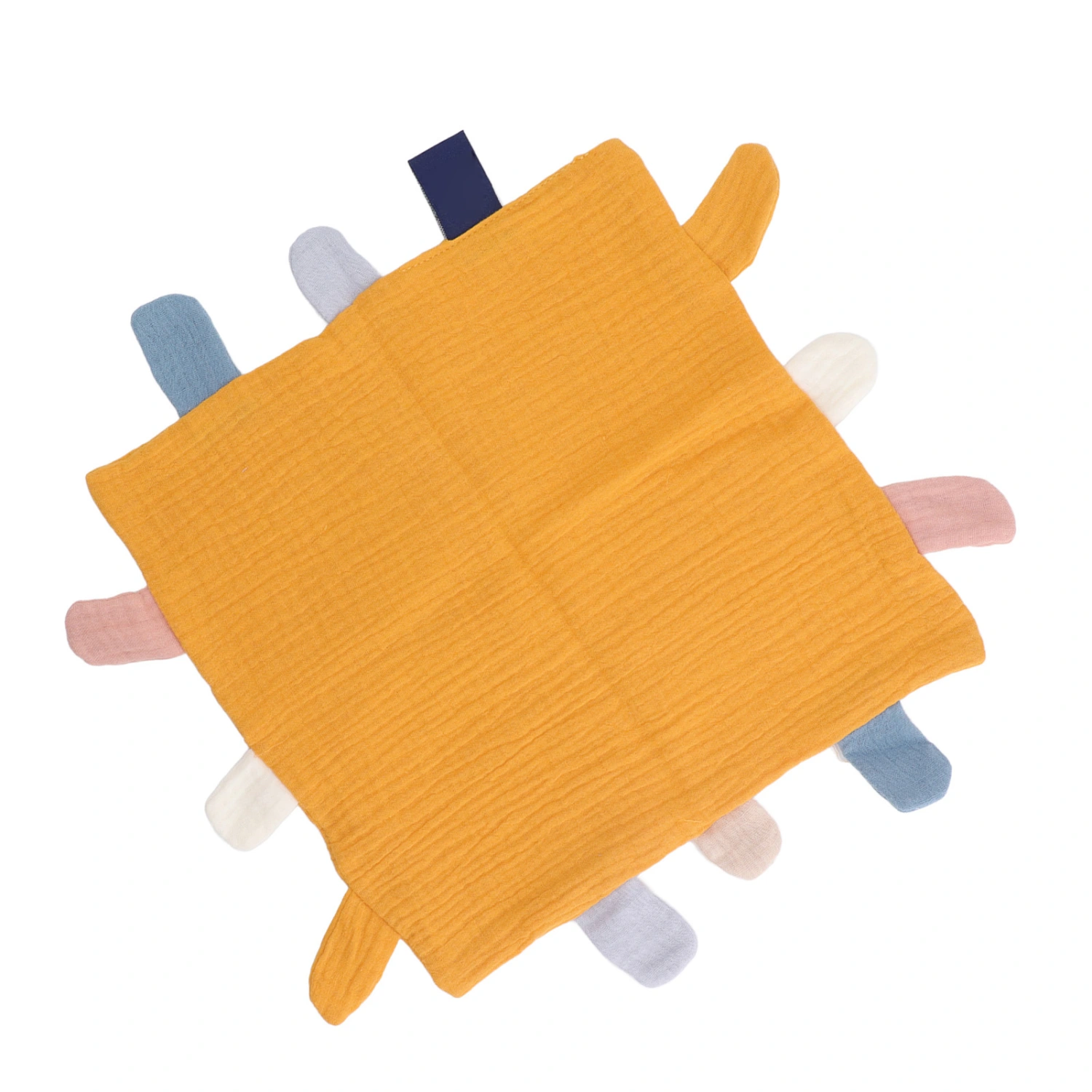 Baby Tag Security Blankets Anxiety Relief Soft Skin Friendly Breathable Cotton Security Blanket Yellow