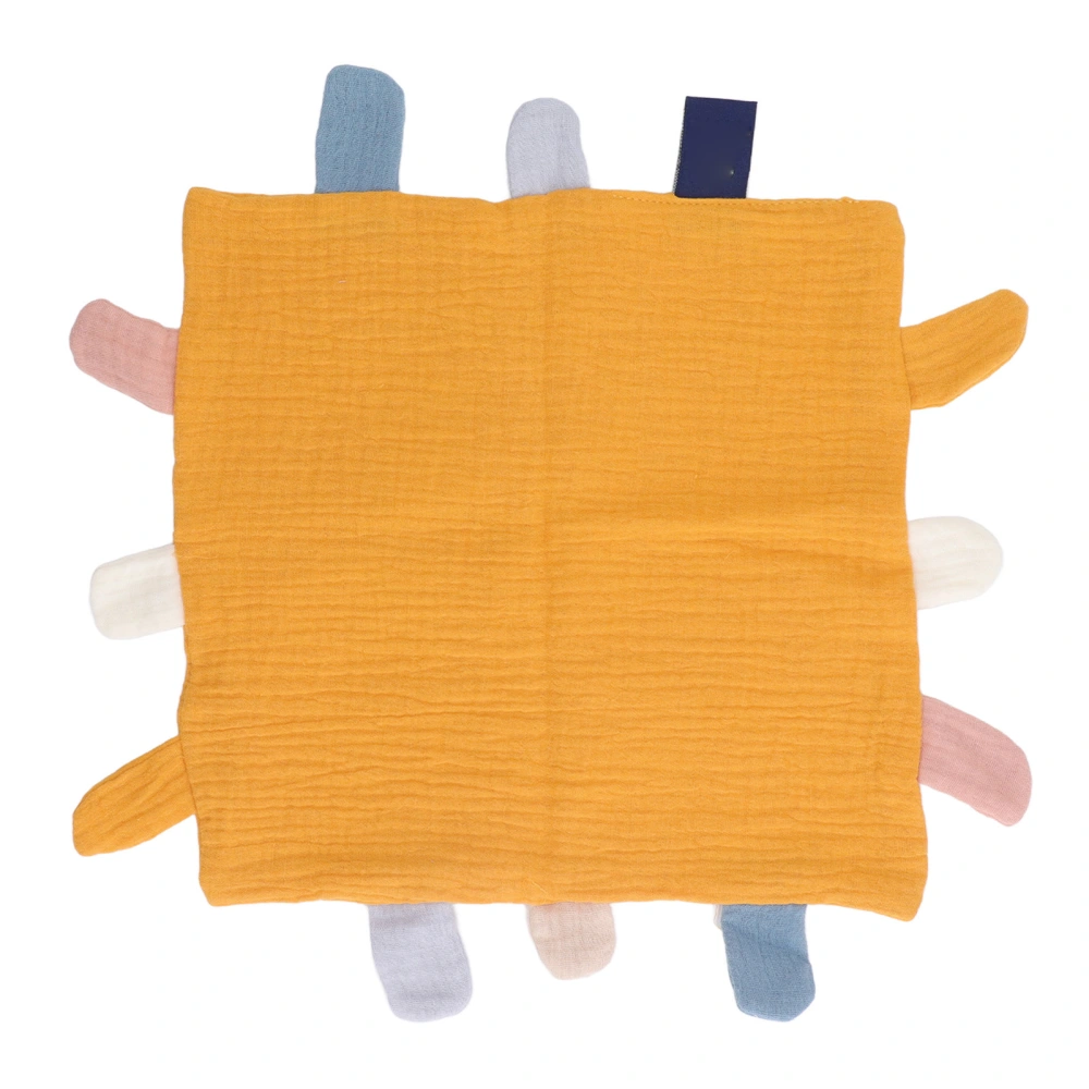 Baby Tag Security Blankets Anxiety Relief Soft Skin Friendly Breathable Cotton Security Blanket Yellow