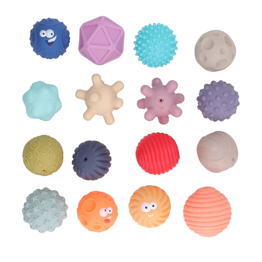 16PCS Baby Soft Textured Sensory Balls Toddlers Exploration Toys Sensory Balls Blocks Gift