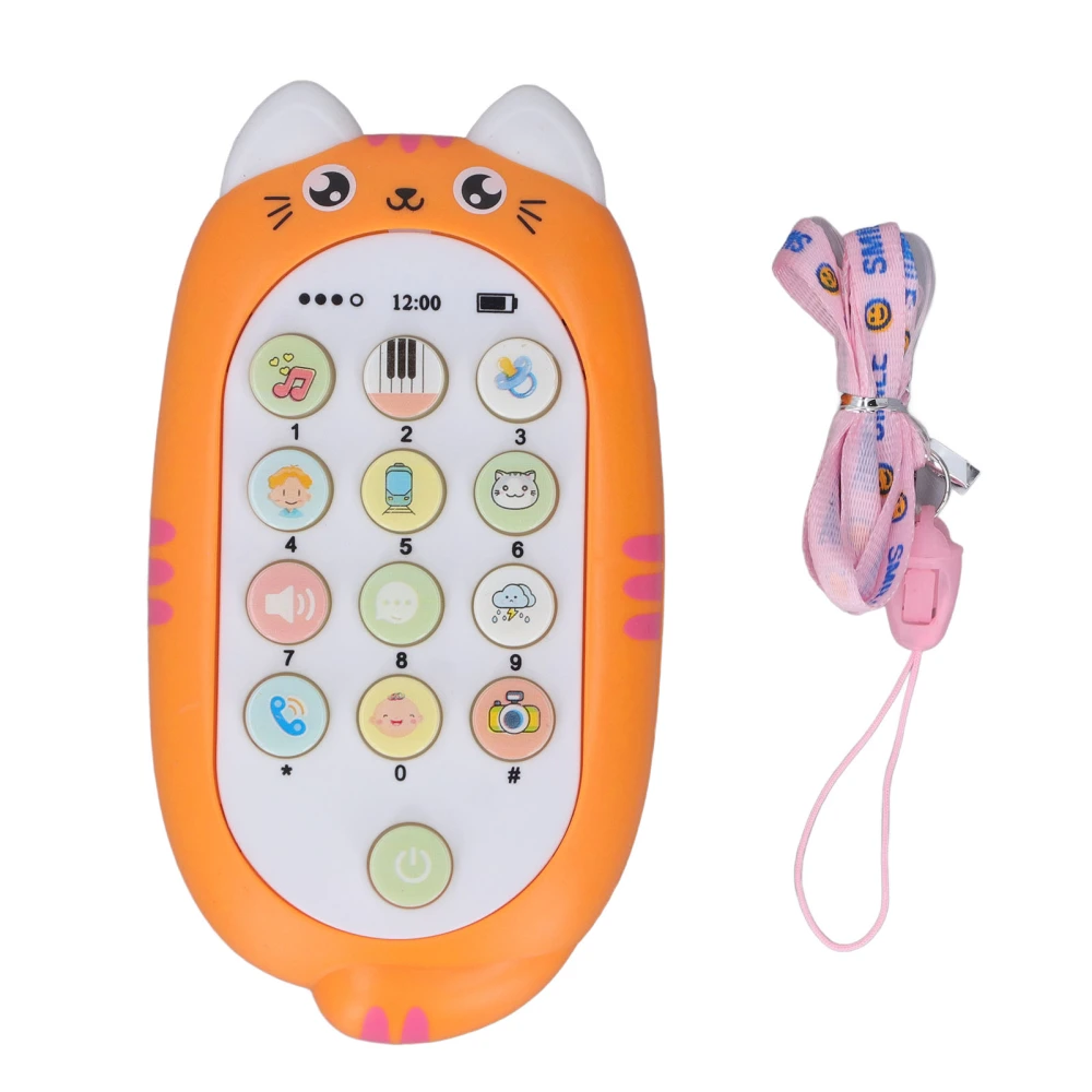 Baby Cell Phone Toy Teething Phone with Multi Music Effect Songs Lights for 1 Year Old Girl Gifts Boys Orange