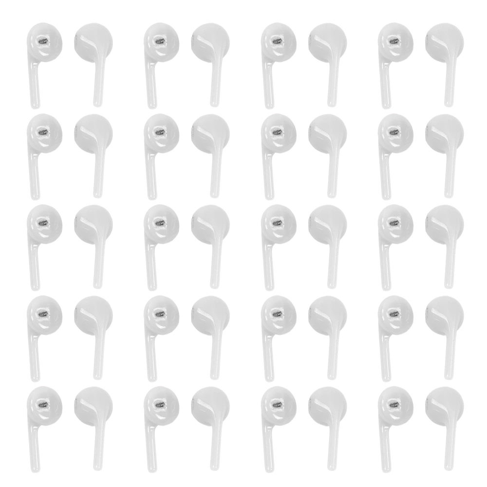 40pcs 1/12 Mini Doll Earphone Simulated Portable Decorative Dollhouse Mini Accessories for Gift White