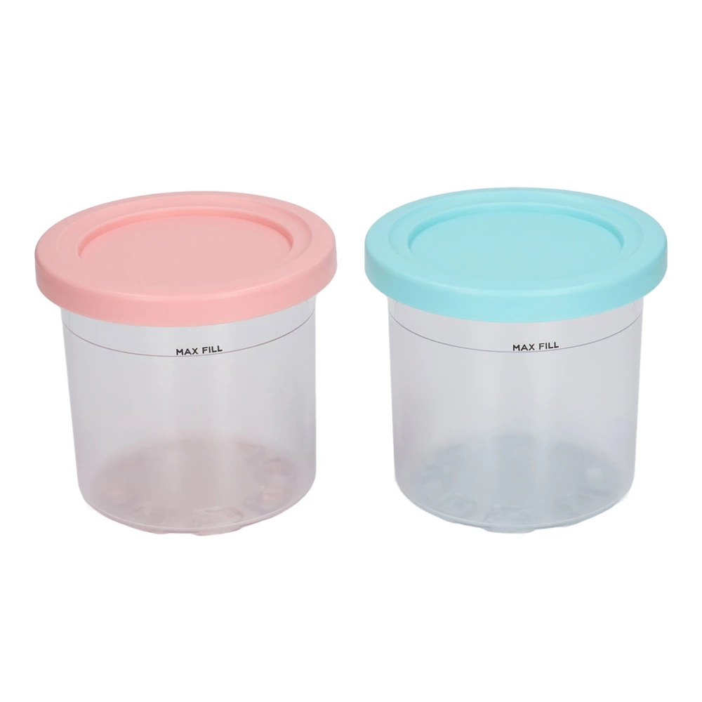 Ice Cream Pints Transparent Reusable Pints Homemade Ice Cream Container with Lids for NC299AMZ NC300s 2pcs Blue Pink