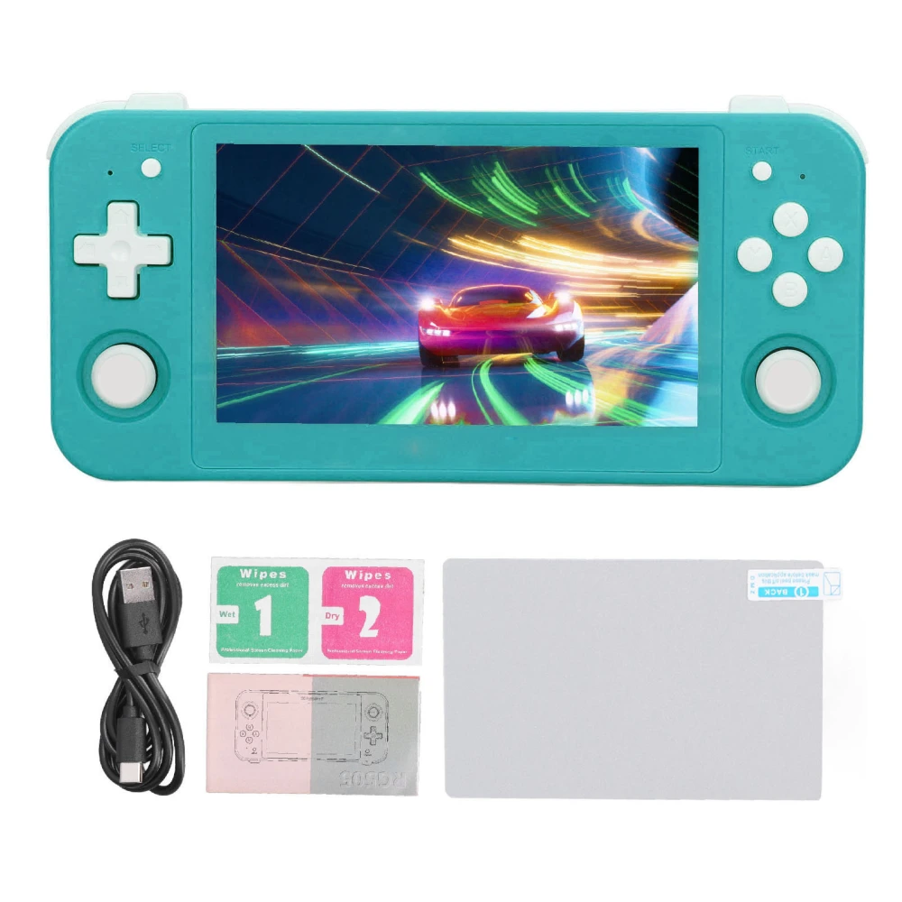 RG505 Handheld Game Machine for PSP 4.95inch OLED Display 64 Bit 128GB 5000mAh Video Game Console Green RG505 Standard 128G English