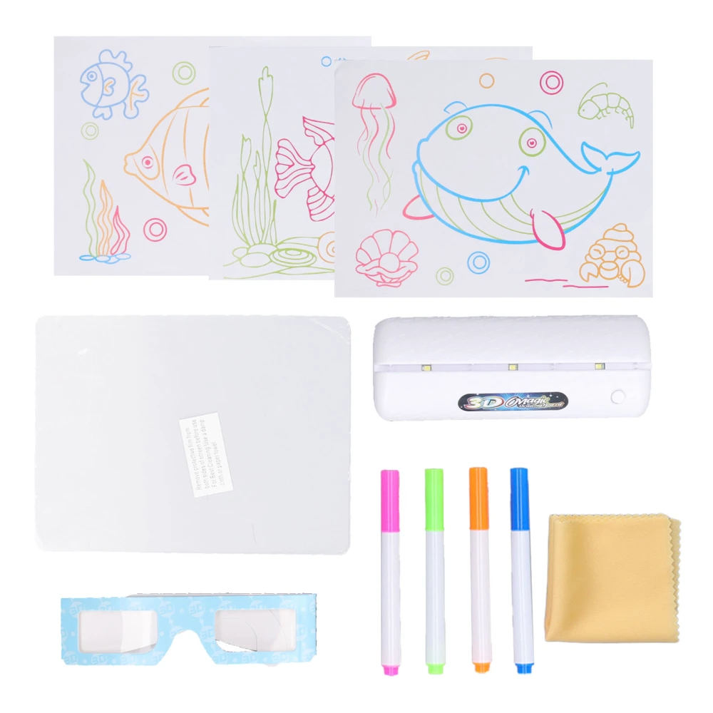 3D Magic Drawing Pad Fun Lightweight Reusable Educational Practical Fluorescent Luminous Writing Board for Children Style 2