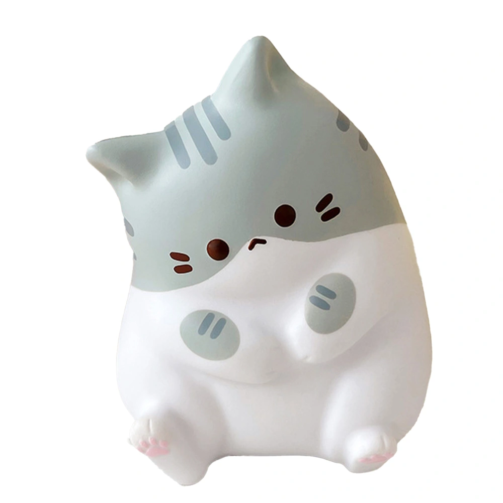 Squeeze Toy Cute Cat Style Safe Soft PU Slow Resilience Decorative Bright Squishes Toy for Family Office Travel Gray