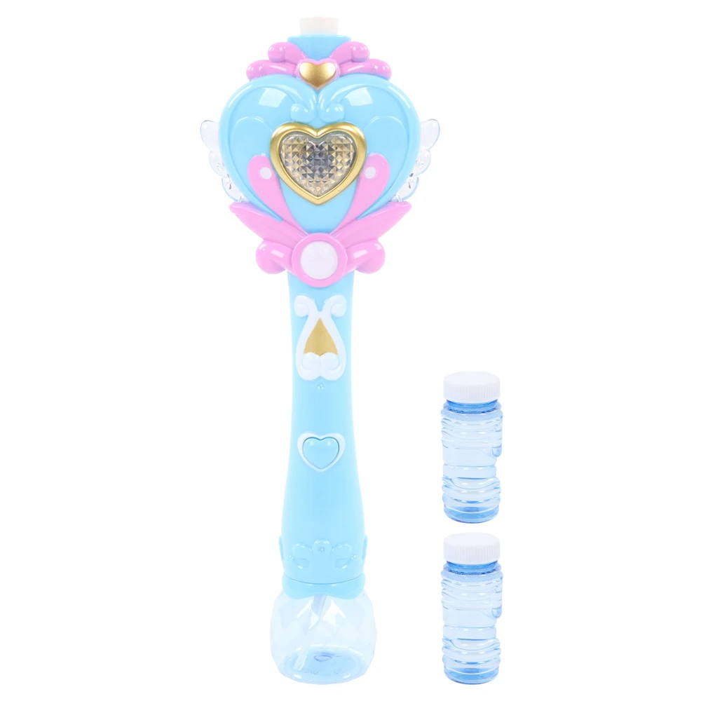 Kids Bubble Blower Wand Automatic Electric Light Up Bubble Blower Wand with Music for Children Blue