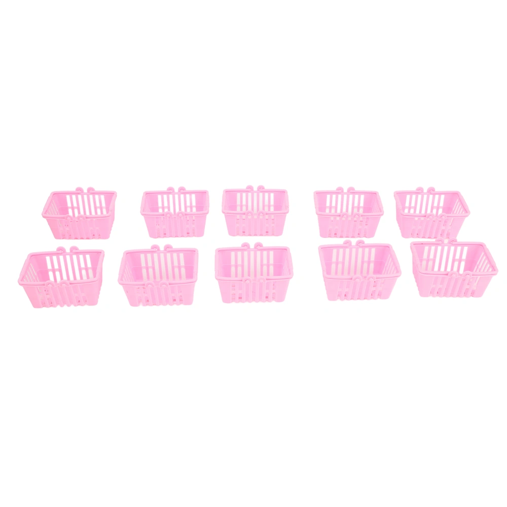 10pcs Dollhouse Shopping Basket Exquisite Reusable Miniature Basket for DIY Crafts Miniature Scene Decoration Pink