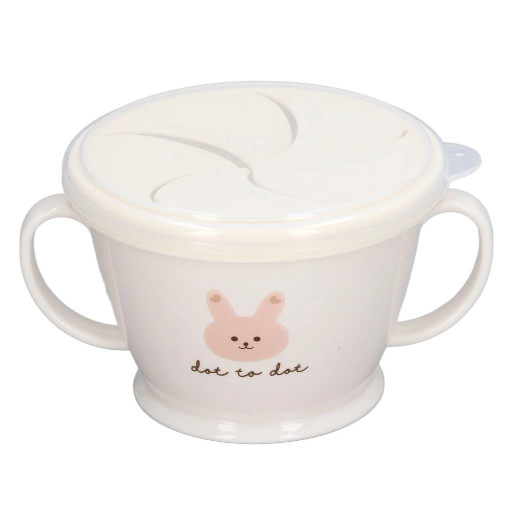 Snack Cup Cartoon Animal Style Anti Slip Handles Spill Proof Drop Resistant PP Snack Container for Home Travel Bunny