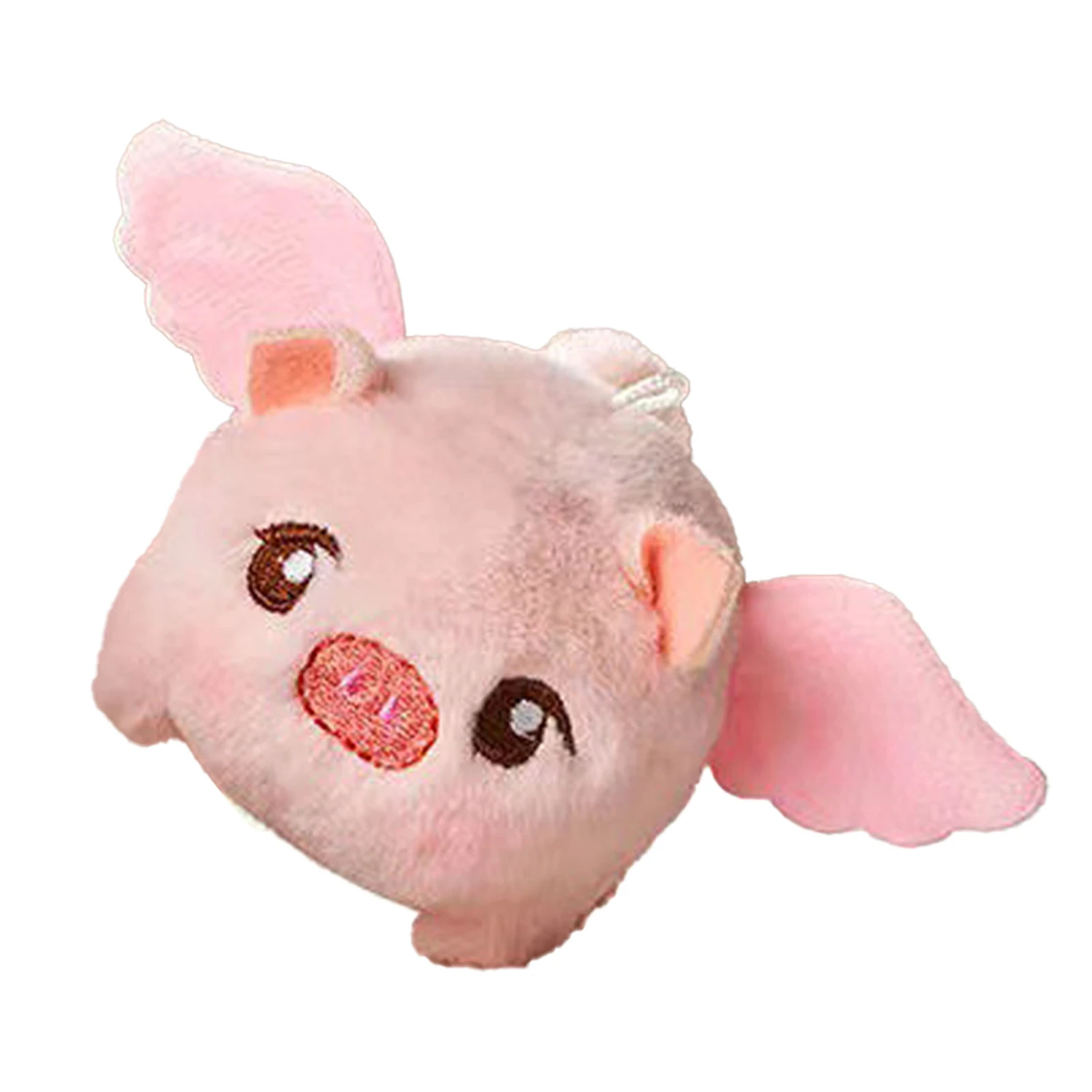Cute Flying Pig Plush for Kids Shaking Tail Attract Soft PP Cotton Pig Stuffed Toy for Wallets Bags Pink