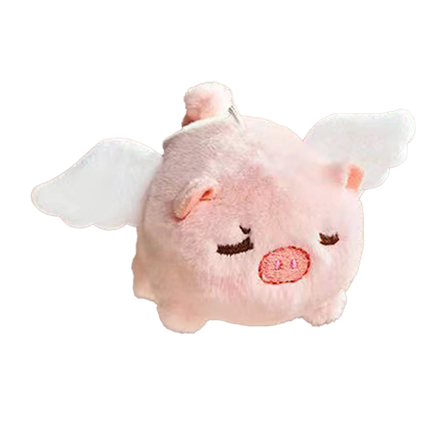 Cute Flying Pig Plush for Kids Shaking Tail Attract Soft PP Cotton Pig Stuffed Toy for Wallets Bags White