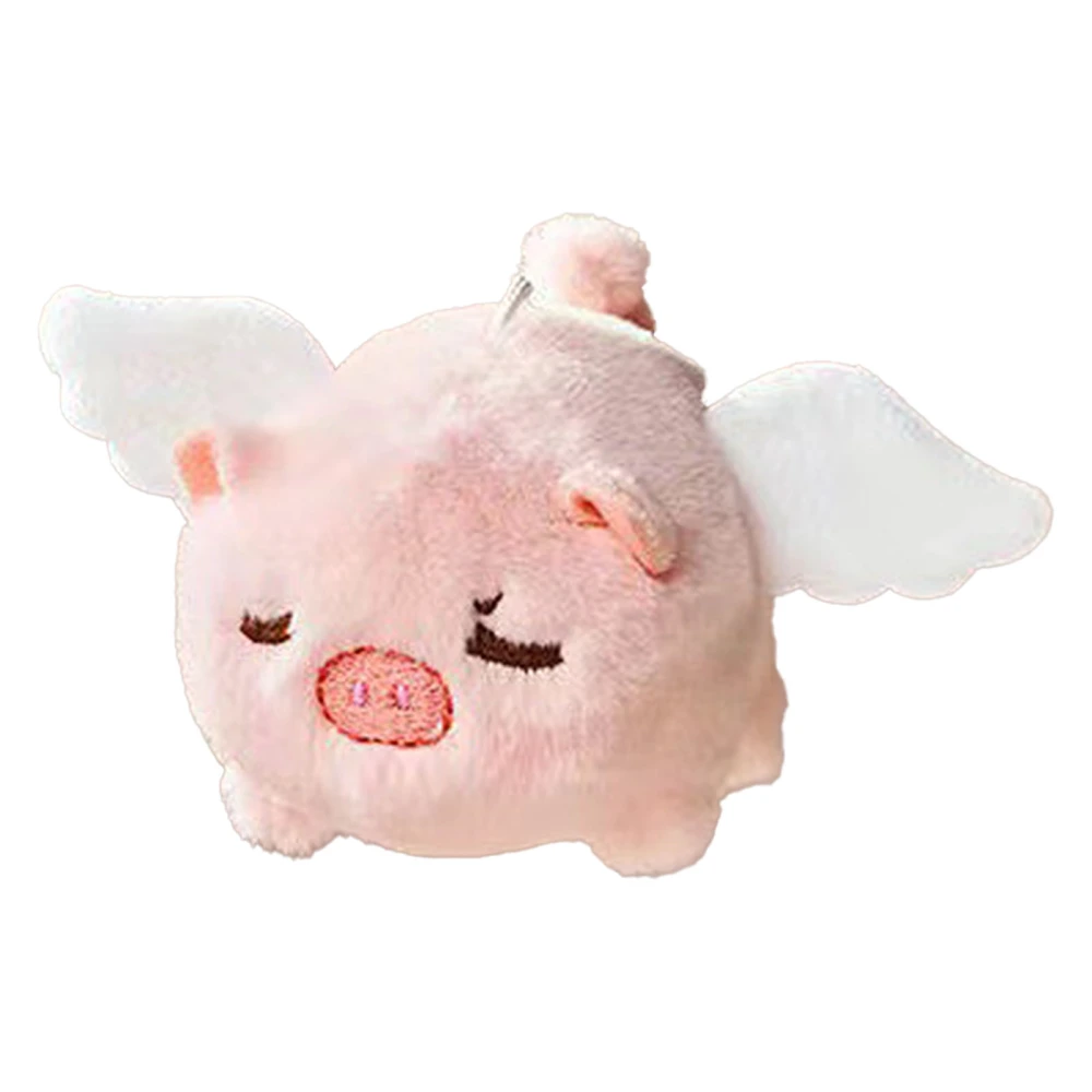 Cute Flying Pig Plush for Kids Shaking Tail Attract Soft PP Cotton Pig Stuffed Toy for Wallets Bags White