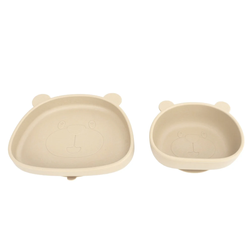 Baby Suction Plates Panda Shaped Powerful Suction Silicone Kid Suction Bowl for Kitchen Refrigerator Beige Bowl and Plate