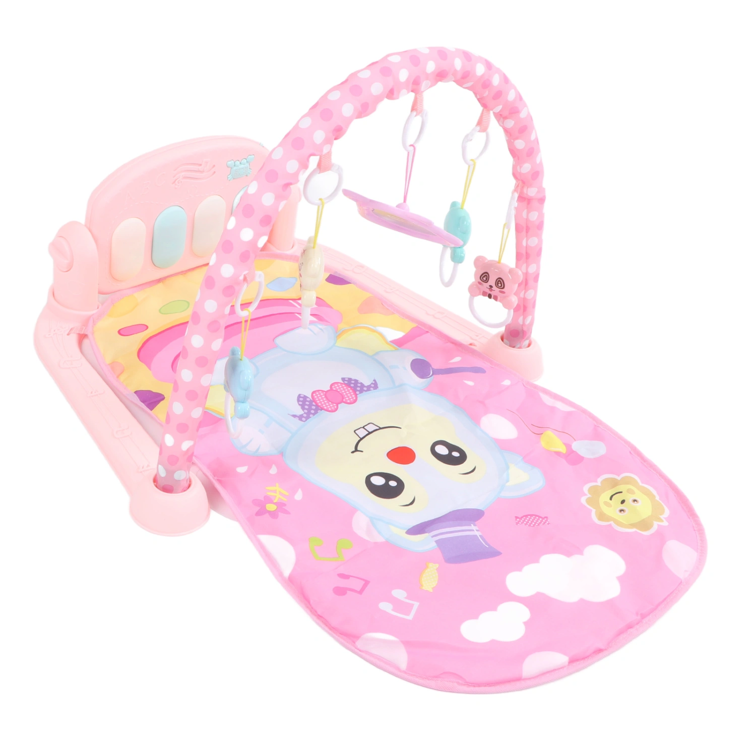 Baby Gym Play Mat Baby Activity Gym Mat with Music Tummy Time Padded Toy Baby Play Mat Gift Pink